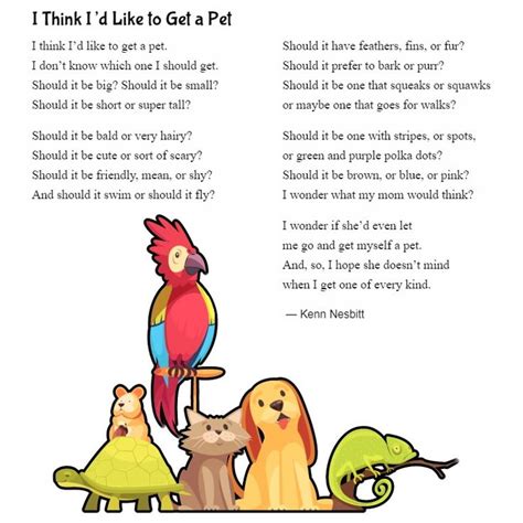 New Funny Poem For Kids I Think Id Like To Get A Pet