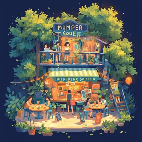 Premium Vector Summer Night Market Poster