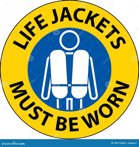 Water Safety Sign Caution Life Jackets Must Be Worn Stock Vector