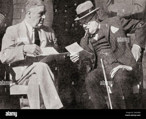 President Roosevelt And Winston Churchill At The Allied Conference In