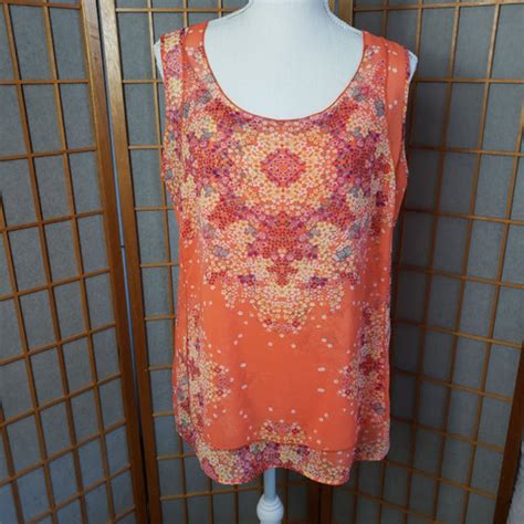 Cabi Tops Cabi Orange Floral Merrow Edge Tank 268 Poshmark