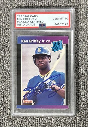 Ken Griffey Jr Donruss Signed Rated Rookie Baseball Card Psa