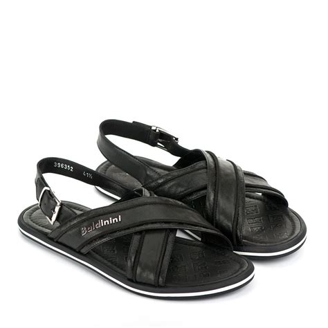 Baldinini Mens Summer Genuine Leather Sandals In Black Genuine Leather Sandals Leather