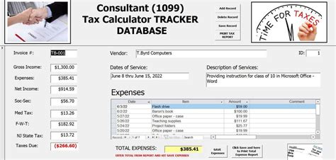 1099 Tax Deduction Calculator EXPENSE Tracker Database - Etsy