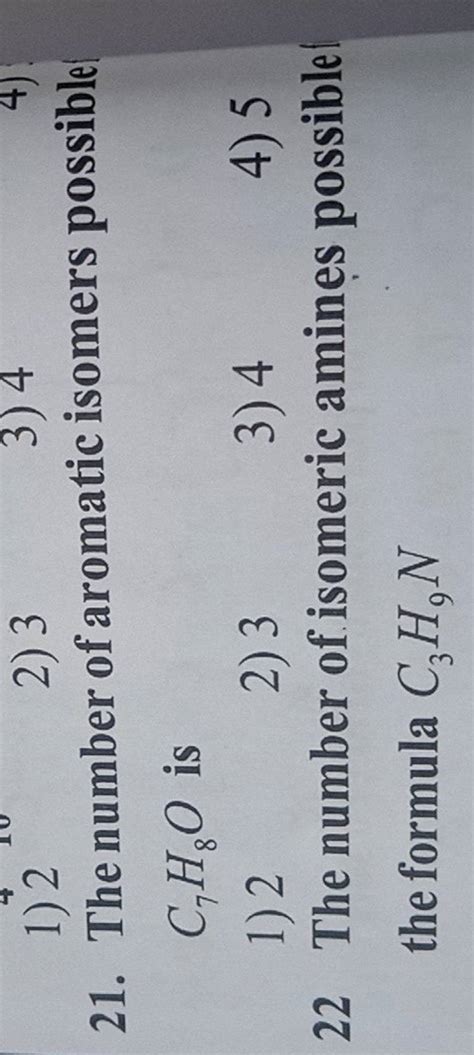 The Number Of Aromatic Isomers Possible C H O Is Filo