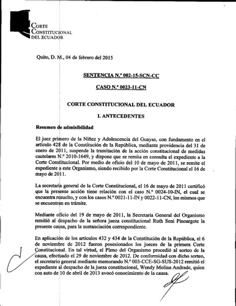 Descargar Sentencia Corte Constitucional Del Ecuador