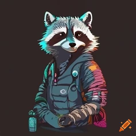 Cyberpunk Raccoon Illustration On Craiyon