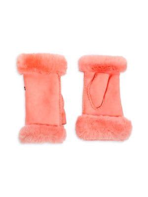 Ugg Shearling Lined Leather Fingerless Gloves On Sale Saks Off Th