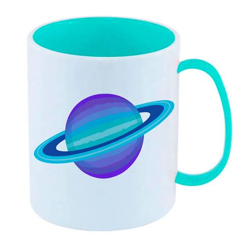 Caneca de Polímero Plástico Inquebrável Infantil Azul Planeta Saturno