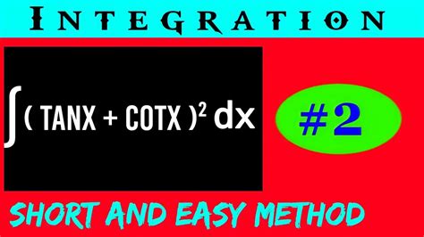 ∫ Tanx Cotx² Dx Video 02 Integration समाकलन