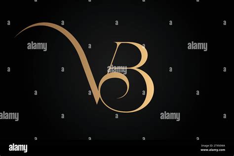 Luxury Initial VB Or BV Monogram Text Letter Logo Design Stock Vector