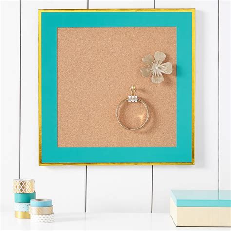 Paper Border Corkboard Aqua Blue With Gold Metallic Trim Sale