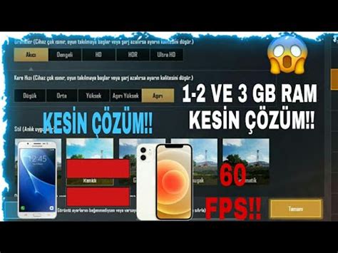 1 2 VE 3 GB RAM PUBG MOBILE KASMA SORUNU KESIN ÇÖZÜM YouTube