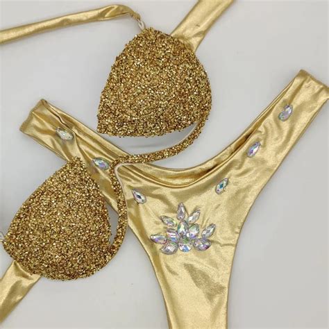 New Hot Diamond Bikini Women Stone Sexy Swimwear 2 Pcs Clothes Set Female Beach Swimsuit Beach