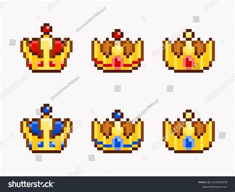 Crown Collection Pixel Art Style Stock Vector Royalty Free 2104562270