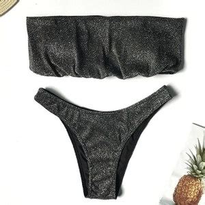 Sexy White Ribbed Bandeau Bikini Women Swimsuit Female Swimwear Two Piece Bikini Set Brazilian