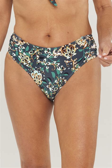 Calcinha De Biqu Ni Praia Brava Floral Verde Musgo Ilha Bikini