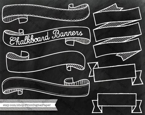 Download Chalkboard texture and banners clip art Chalk drawn | Etsy