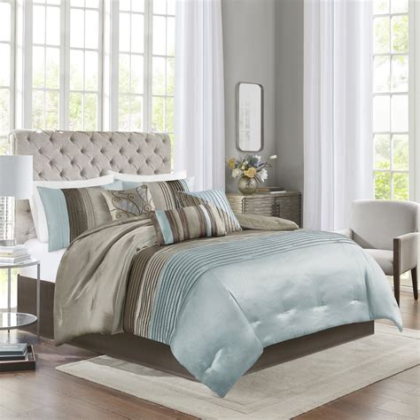 Madison Park Piece Pintuck Bed In A Bag Comforter Set King Blue