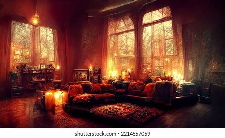 Victorian Mansion Fireplace Living Room Interior Stock Illustration ...