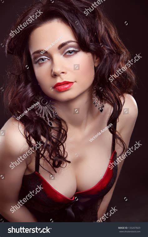 Beautiful Sexy Girl Wearing Red Lingerie Stock Photo 133207829 Shutterstock