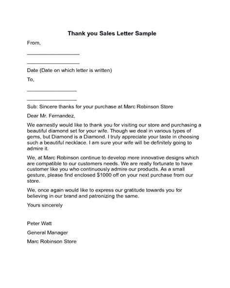 Thank You Sales Letter Sample Edit Fill Sign Online Handypdf