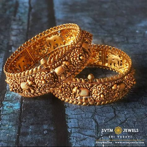 Find Classic Traditional Gold Antique Bangles Here • South India