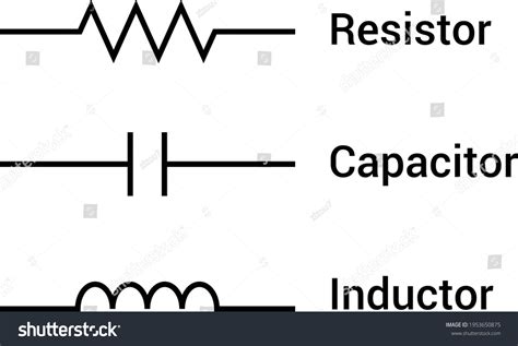 Resistors Capacitors Inductors Symbols Passive Circuit เวกเตอร์สต็อก ปลอดค่าลิขสิทธิ์