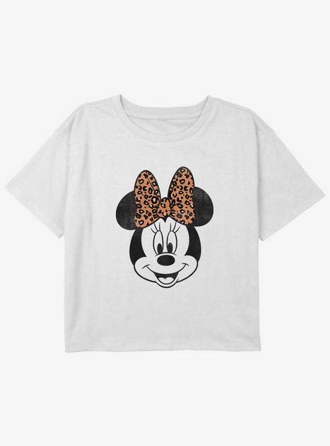 Disney Minnie Mouse Leopard Bow Minnie Mouse Girls Youth Crop T Shirt