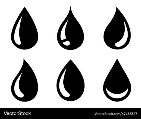 black drop  droplet set silhouettes icons vector image