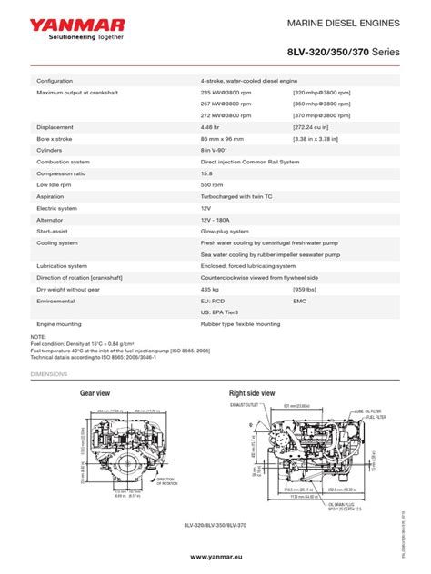 Yanmar 8lv 320 8lv 370datasheet Pdf Diesel Engine Turbocharger