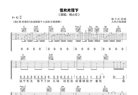 雪片片落下吉他谱杨小壮g调弹唱86专辑版 吉他世界