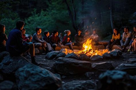 Premium Photo Campfire Storytelling In A Forest