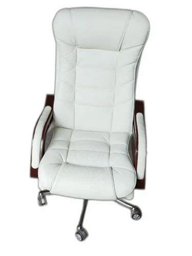 Leather High Back Revolving Director Chair Fixed Arm White And Black