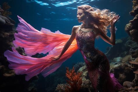 Premium AI Image | Mermaid Ariel fish girl A fantastic and fabulous underwater creature