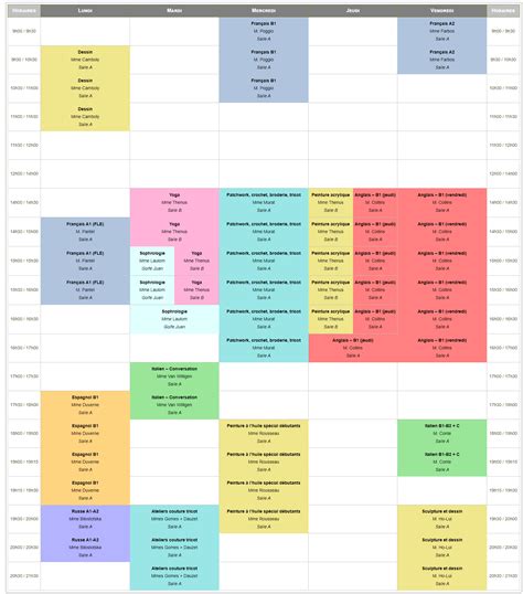 Horaires Des Cours Association Polytechnique D Antibes