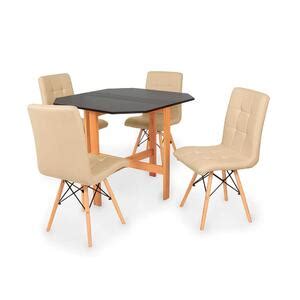 Conjunto Mesa Aparador Preta 4 Cadeiras Gomos Nude Leroy Merlin