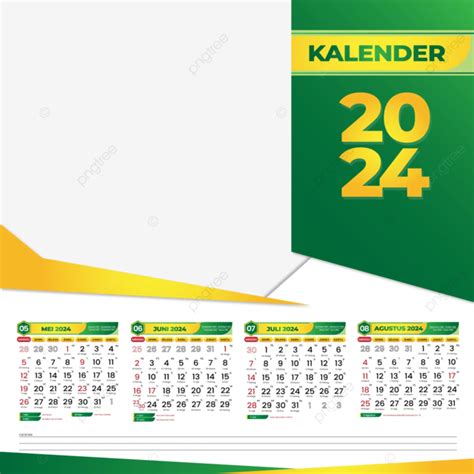 Plantilla De Calendario 2024 4 Meses Mayo Junio Julio Agosto Vector PNG