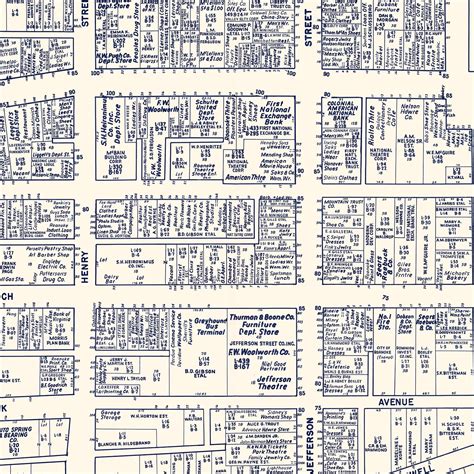 Vintage Map of Roanoke, VA Business Section 1950 by Ted's Vintage Art