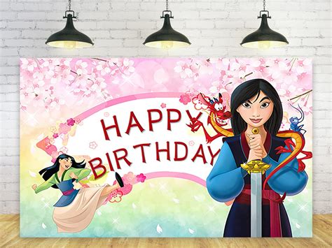 Pink Backdrop For Princess Birthday Party Decorations Mulan Background