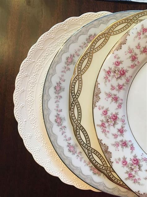 Vintage Mismatched China Set Of 4 Dinner Plates Including Etsy