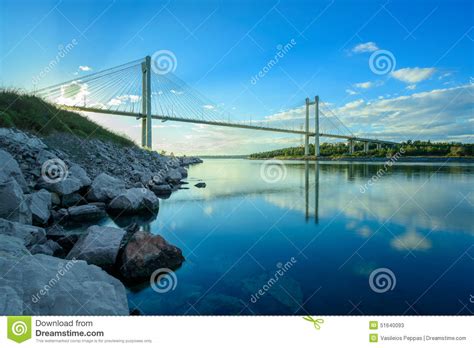 Halkida S Bridge Mirrored By Nature Stock Image Image Of Ocean