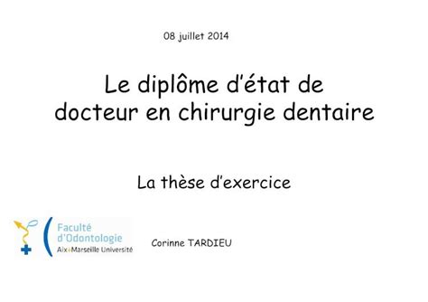 Pdf Le Dipl Me D Tat De Docteur En Chirurgie Dentaire Presentation