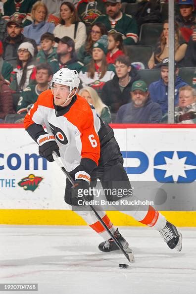 Jamie Drysdale Of The Philadelphia Flyers Controls The Puck Against