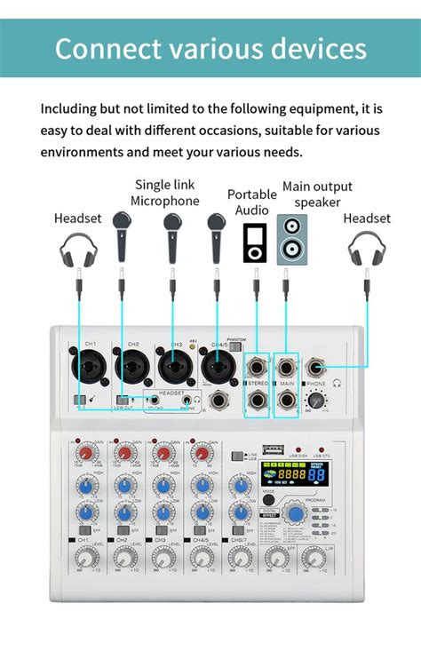 E Mixer De Canais Mini Mixer De Udio Port Til Efeitos Digitais