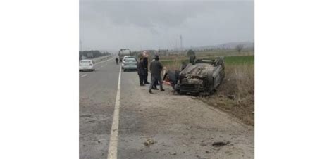 Takla atan otomobil ters döndü 2 yaralı