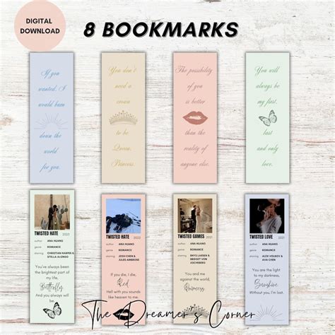 Twisted Series Bookmarks Twisted Series Bookmark Bundle Romance Book