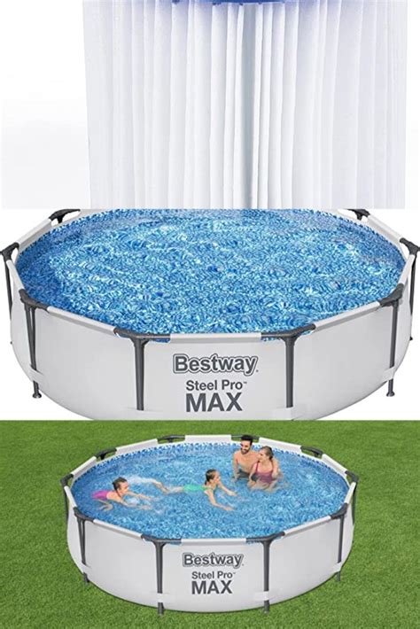 Bestway MAX Steel Pro Round Frame Swimming Pool Grey 10 Ft