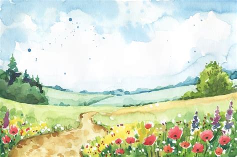 Flower field watercolor Vectors & Illustrations for Free Download | Freepik