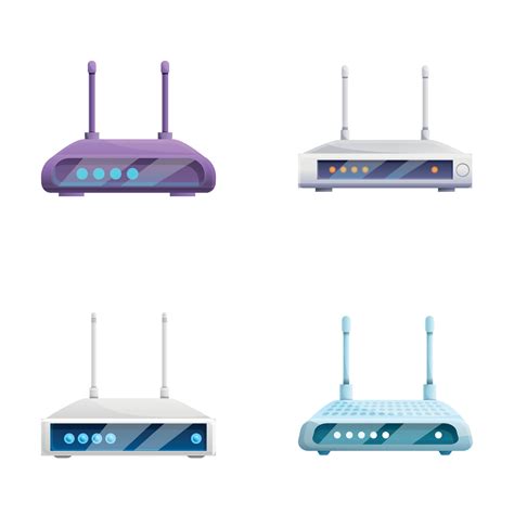 Internet Router Icons Set Cartoon Vector Wireless Wi Fi Router